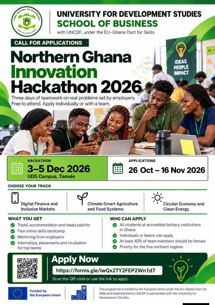 3 Days, Real Problems, Big Opportunities Northern Ghana Innovation Hackathon 2026 Opens for Applications